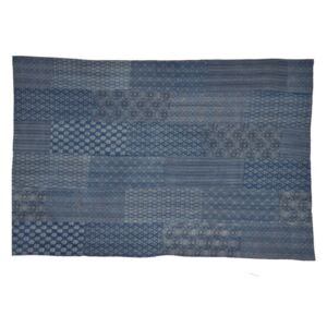 Modrý přehoz na postel, "Ajrak", block print, prošívaný, ruční práce, 155x220