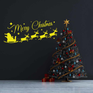 Merry Christmas Santa II. - samolepka na zeď Žlutá 100 x 40 cm