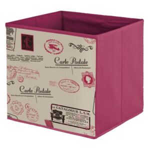 Červený úložný box Domopak Stamps, délka 32 cm