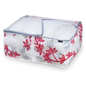 Červeno-bílý úložný box na peřiny Domopak Living, délka 55 cm
