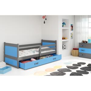 Dětská postel RICO 1 90x200 cm, grafitová/modrá Pěnová matrace