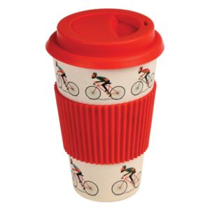 Bambusový cestovní hrnek s červenými detaily Rex London Le Bicycle, 400 ml