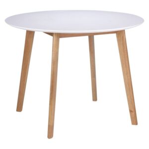 Bílý jídelní stůl s nohami ze dřeva kaučukovníku sømcasa Marta, ⌀ 100 cm