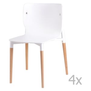 Sada 4 bílých jídelních židlí s dřevěnými nohami sømcasa Alisia