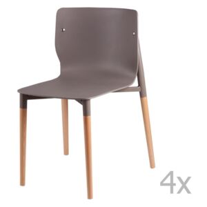 Sada 4 světle šedých jídelních židlí s dřevěnými nohami sømcasa Alisia