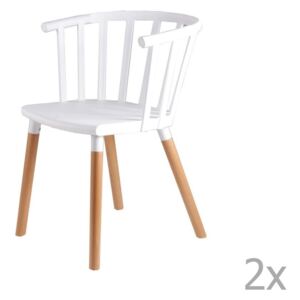 Sada 2 bílých jídelních židlí s dřevěnými nohami sømcasa Jenna