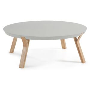 Světle šedý konferenční stolek s nohami z jasanového dřeva La Forma Solid, Ø 90 cm