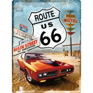 Nostalgic Art Plechová cedule - Route 66 (Červené Auto) 40x30 cm