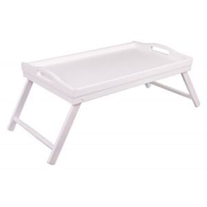 ČistéDřevo Dřevěný servírovací stolek do postele 50x30 cm bílý