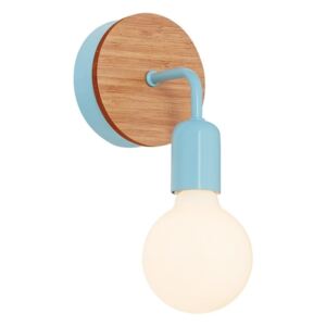 Světle modré nástěnné svítidlo s dřevěným detailem Homemania Decor Valetta