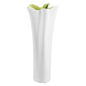 Bílá keramická váza se zeleným detailem Mauro Ferretti Mica, výška 54,5 cm
