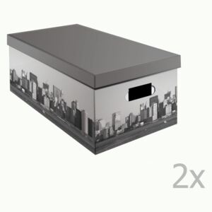 Sada 2 šedých úložných krabic Compactor NewYork, šířka 52 cm