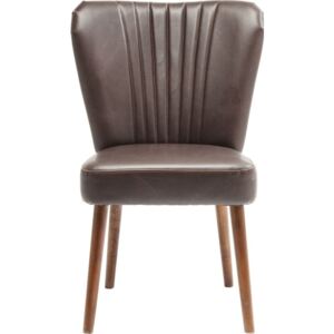 Hnědá kožená židle s konstrukcí z březového dřeva Kare Design Filou