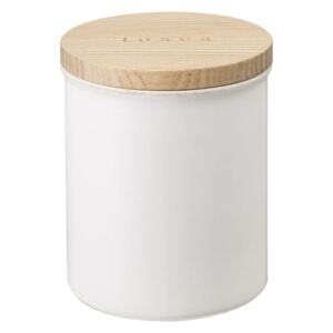 Bílá dóza s bambusovým víčkem YAMAZAKI Tosca, ø 9,5 cm