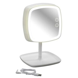 Bílé stolní zrcadlo a lampička s LED světlem Wenko OStia