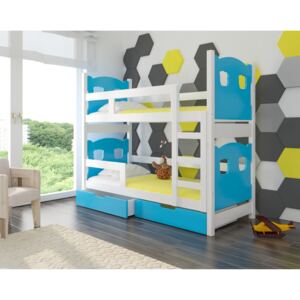 ADRK Dětská patrová postel MARABA Provedení: Modrá/bílá