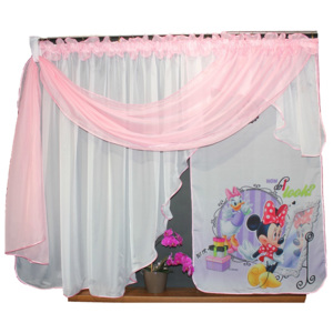 Dětská hotová voálová záclona Tina Disney Minnie a Daisy 400x150cm růžová
