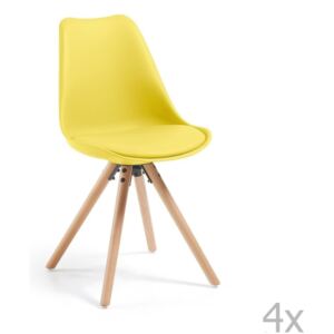 Sada 4 žlutých jídelních židlí La Forma Lars