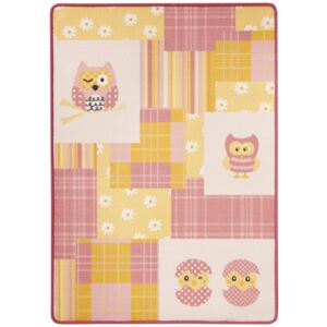 Dětský růžovo-žlutý koberec Zala Living Owl, 100 x 140 cm
