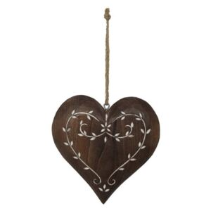 Dřevěná závěsná dekorace ve tvaru srdce Antic Line Anna