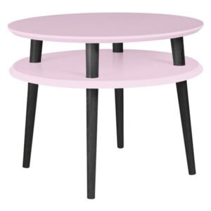 Světle růžový konferenční stolek s černými nohami Ragaba UFO, Ø 57 cm