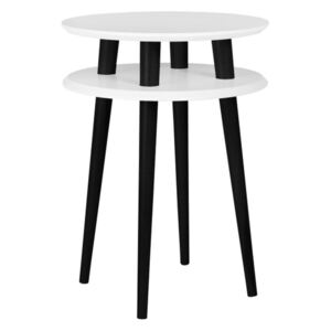 Bílý příruční stolek s černými nohami Ragaba UFO, Ø 45 cm