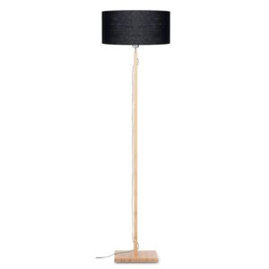 Stojací lampa s černým stínidlem a konstrukcí z bambusu Good&Mojo Fuji