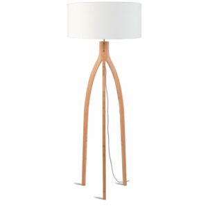 Stojací lampa s bílým stínidlem a konstrukcí z bambusu Good&Mojo Annapurna
