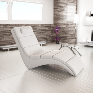 Relaxační křeslo designové ekokůže bílá LONG