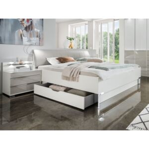 Moderní postel s úložným prostorem SHANGHAI 2 bílá/šedá plocha spaní 180x200 cm