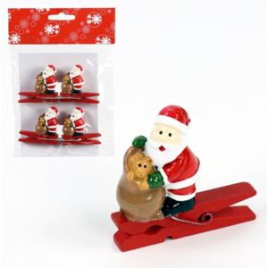 Sada 4 kolíčků s vánočním motivem Unimasa Santa Claus