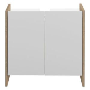 Bílá koupelnová skříňka s hnědým korpusem TemaHome Biarritz, výška 59,2 cm