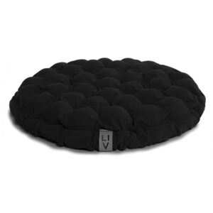 Černý sedací polštářek s masážními míčky Linda Vrňáková Bloom, Ø 65 cm