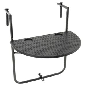 Závěsný sklopný stolek ratanového vzhledu - černý - Garthen D66213