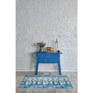Modrý vysoce odolný koberec Floorita Camomilla, 58 x 115 cm