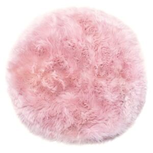 Růžový koberec z ovčí kožešiny Royal Dream Zealand, ⌀ 70 cm