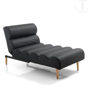 Polohovatelná lenoška/postel GUMMY BLACK TOMASUCCI (barva - černá koženka, dřevěné nohy, kovová černá matná konstrukce)