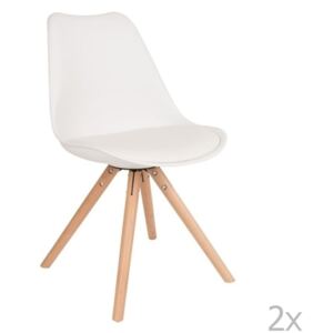 Sada 2 bílých židlí s bukovým podnožím White Label Tryck