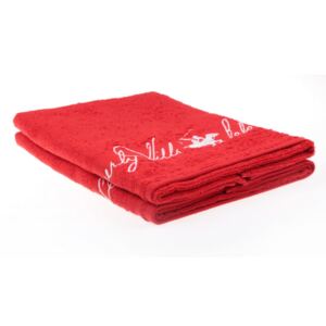 Sada 2 červených ručníků Beverly Hills Polo Club Tommy Yazi, 50 x 100 cm