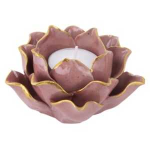 Svícen na čajovou svíčku ručně vyráběný 10,5 cm Flower Present Time (Barva- růžová)