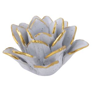 Svícen vysoký na čajovou svíčku ručně vyráběný 10 cm Flower High Present Time (Barva- bílá)