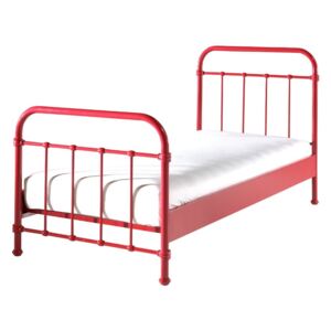 Červená kovová dětská postel Vipack New York, 90 x 200 cm