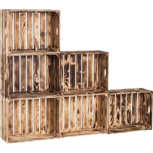 Dřevobox Dřevěné opálené bedýnky knihovna 150x120x20 cm