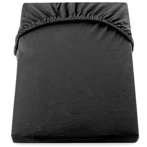 Černé elastické bavlněné prostěradlo DecoKing Amber Collection, 80-90 x 200 cm
