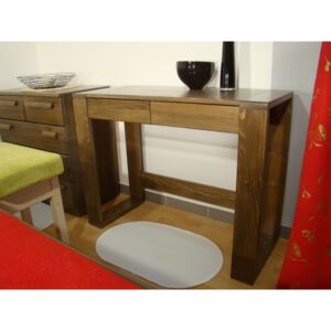 Hnědý šuplíkový toaletní stolek z masivu MARIS, hnědý šuplíkový stolek
