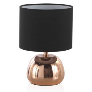 Černá stolní lampa s kovovým podstavcem v měděné barvě Geese, výška 26 cm