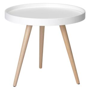 Bílý konferenční stolek s nohami z bukového dřeva Furnhouse Opus, Ø 50 cm