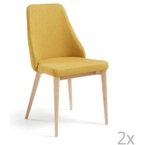 Sada 2 hořčicově žlutých jídelních židlí La Forma Roxie