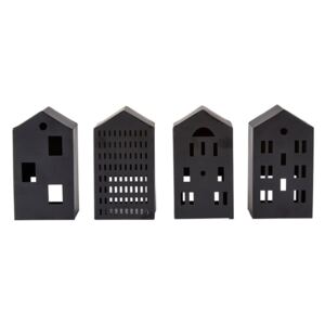 Sada 4 černých figurek ve tvaru domku Villa Collection