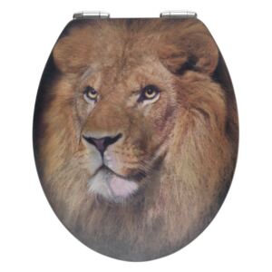 WC sedátko s 3D obrázkem a snadným zavíráním Wenko Lion, 44,5 x 38 cm